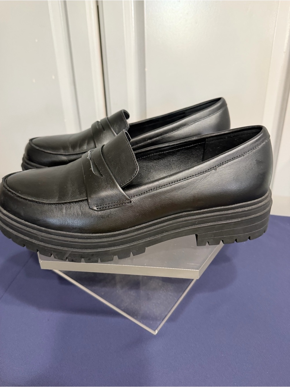 QUINCE Italian Leather Lug Sole Platform Men Slip on Loafers
